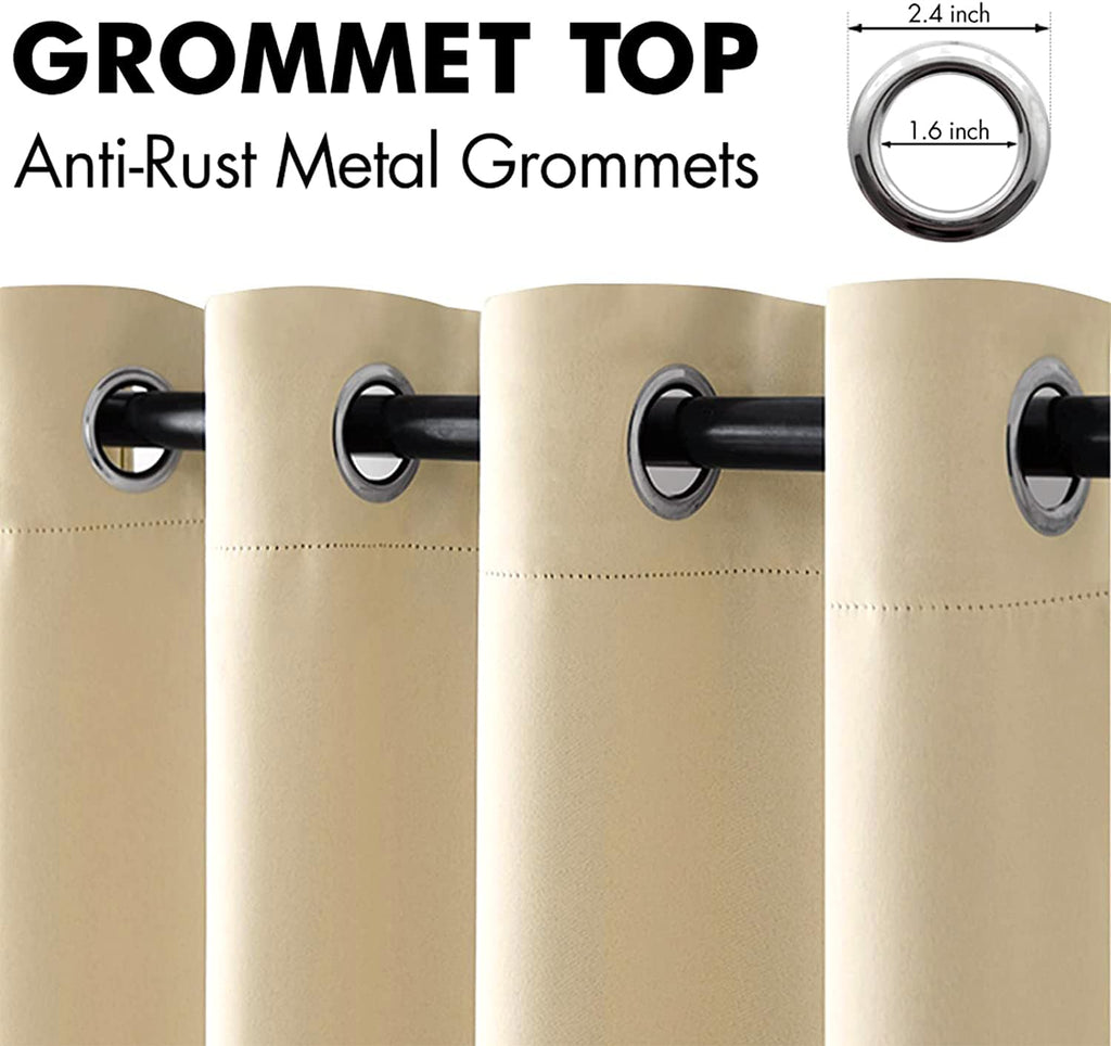 MIULEE Cream Beige Blackout Bedroom Curtains Drapes 72 Inch Long 52"x72"