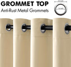 MIULEE Cream Beige Blackout Bedroom Curtains Drapes 72 Inch Long 52"x72"
