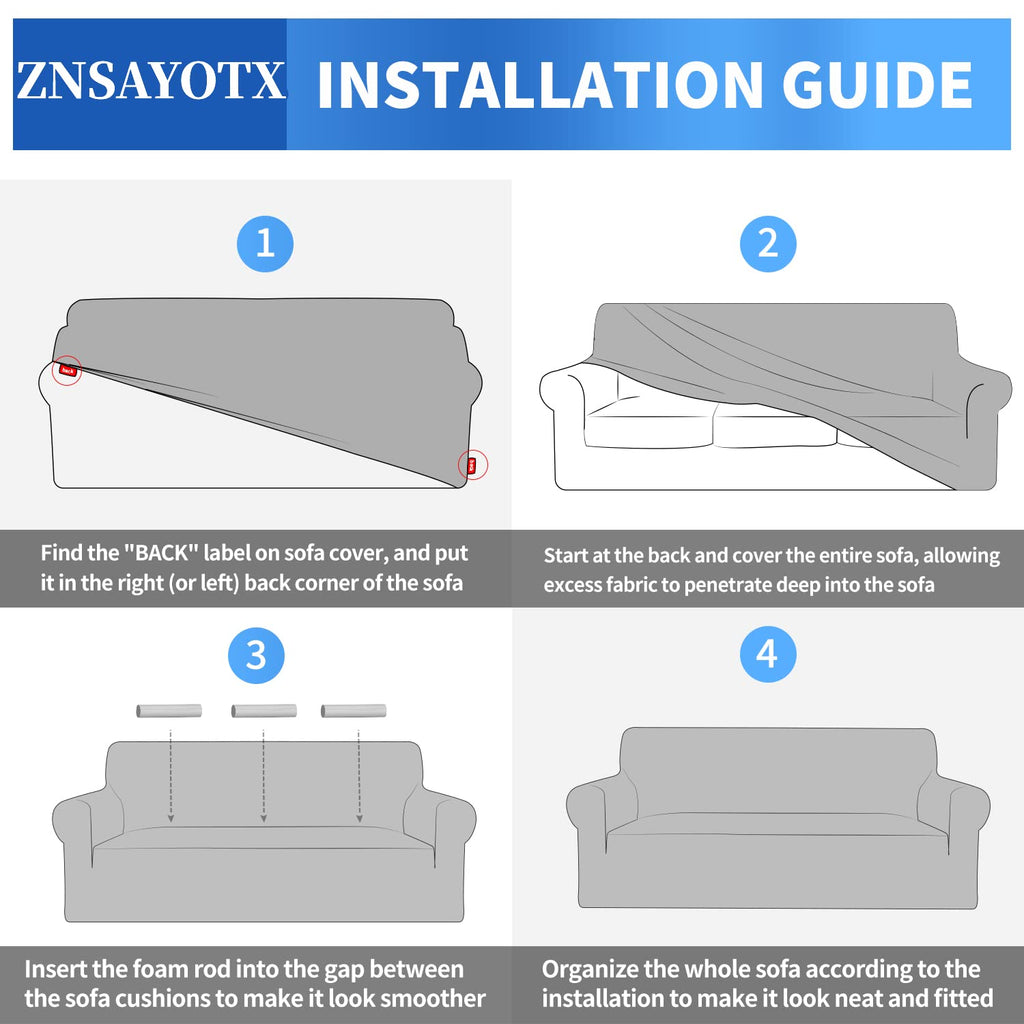 ZNSAYOTX 1 Piece Jacquard Couch Covers for 3 Cushion Couch Living Room High Stretch Sofa Cover Pets Dogs Friendly Anti Slip Thickened Slipcovers Furniture Protector (Sofa, Black)