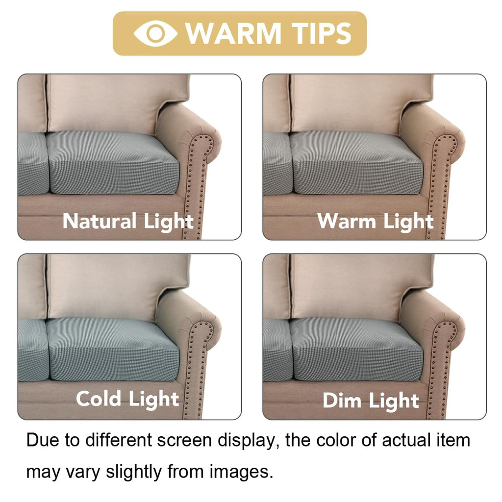 H.VERSAILTEX Super Stretch Couch Cushion Covers Sofa Cushion Slipcovers Jacquard Fabric Individual Seat Couch Slipcover Sets for Pets with Elastic Bottom(3 Packs Cushion Sofa Covers, Dove)