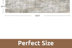 AMOAMI 2 x 10 Hallway Runner Rug Non Slip Super Soft Long Runner Rugs Machine Washable Low Pile Modern Abstract Runners for Hallways for Bedroom Laundry Room Kitchen, Beige