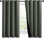 NICETOWN 100% Blackout Curtains 57 inches Long, Double-Deck Completely Blackout Window Treatment Thermal Insulated Lined Drapes for Small Window (Dark Mallard, 1 Pair, 55 inches Width Each Panel)