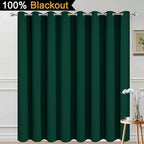 Yakamok 100% Blackout Thermal Insulated Curtains, Noise Reducing Barrier Panel for Sliding Glass Door, 2 Thick Layers Heat Full Light Blocking Patio Door Drapery, Green, W100 x L84, 1 Panel