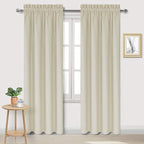 DWCN Blackout Curtains for Bedroom – Rod Pocket Thermal Insulated Noise Reducing Noise Reducing Drapes for Living Room, W 42 x L 84 Inch, 2 Panels, Light Beige