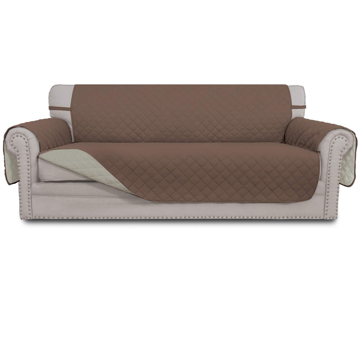Easy-Going Reversible Couch Cover for 3 Cushion Sofa, Large Brown/Beige