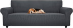 ZNSAYOTX Stretch Oversized Couch Cover Universal Sofa Covers for Living Room Dogs Pet Furniture Protector Spandex Extra Large Sofa Slipcovers with Anti Slip Foam Sticks (Dark Grey, XL Sofa)