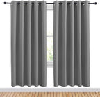 NICETOWN Bedroom Curtains Blackout Drapery Panels, Three Pass Microfiber Thermal Insulated Solid Ring Top Blackout Window Curtains/Drapes (Two Panels, 70 x 72 inches, Silver Grey)