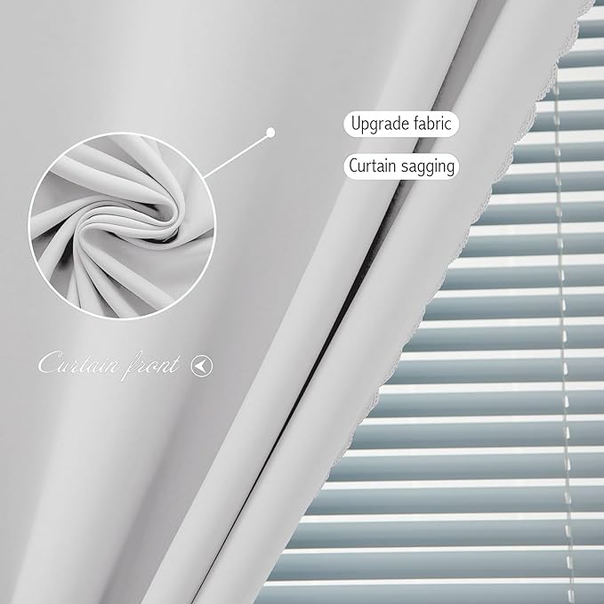 Sovtfides Blackout Curtains for Bedroom Sticky Curtain Blackout Window Cover Self Adhesive Curtains Rod No Drillng, 47" W X 96" L, Light Grey, 1 Panel