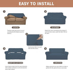 Easy-Going 100% Waterproof Oversized Chair Couch Cover, Dual Waterproof Sofa Cover, Stretch Jacquard Sofa Slipcover, Leakproof Furniture Protector for Kids, Pets, Dog and Cat, Bluestone