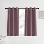 NICETOWN Room Darkening Short Curtain Panels for Cafe, Dry Rose, 2 Panels, W34 x L40 -inch, Thermal Insulated Grommet Room Darkening Draperies/Drapes for Window