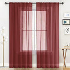 SpaceDresser Basic Rod Pocket Sheer Voile Window Curtain Panels Burgundy 1 Pair 2 Panels 52 Width 84 Inch Long for Kitchen Bedroom Children Living Room Yard(Burgundy,52 W x 84 L)
