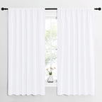NICETOWN White Curtains, 50% Light Blocking Curtain Panels for Bedroom, Home Decoration Easy-Care Solid Rod Pocket Draperies/Drapes, Window Covering for Kitchen (2 Panels, 62 by 63, White)