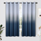 SimpleHome Ombre Curtains 52 x 63 Inch for Bedroom 2 Panels, Gradient Grey White to Navy Blue Light Blocking Thermal Insulated Grommet Room Darkening Window Curtain/Drapes for Living Room