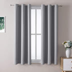 ChrisDowa Small Window Curtains 50 inches Long for Bedroom - Grommet Short Thermal Insulated Room Darkening Curtains for Kitchen (2 Panels, Light Grey, 29 x 50 Inch)