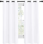 NICETOWN White Samll Window Blackout Curtain Panels, 50% Light Blocking Curtains for Bedroom & Dining Room Window (Set of 2, 42 inches x 68 inches)