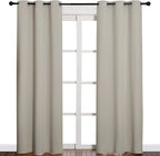 NICETOWN Natural Living Room Blackout Curtains for Windows, Eyelet Top Room Darkening Panels/Drapes for Bedroom (2 Panels, W42 x L84 inches)