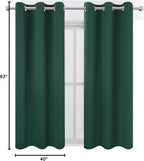LEMOMO Green Blackout Curtains 40 x 63 Inch Length/Set of 2 Curtain Panels/Thermal Insulated Room Darkening Blackout Curtains for Bedroom