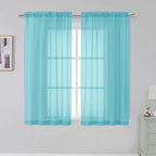 Simplebrand Rod Pocket Top Solid Voile Sheer Curtains for Bedroom, 54 Inch Length Drapes Set of 2, Lightweight and Light Filtering Elegant Aqua Curtains Panels Window Treatment, 42W×54L, Aqua