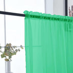 SpaceDresser Basic Rod Pocket Sheer Voile Window Curtain Panels Grass Green 1 Pair 2 Panels 52 Width 84 Inch Long for Kitchen Bedroom Children Living Room Yard（Grass Green, 52W x 84L）
