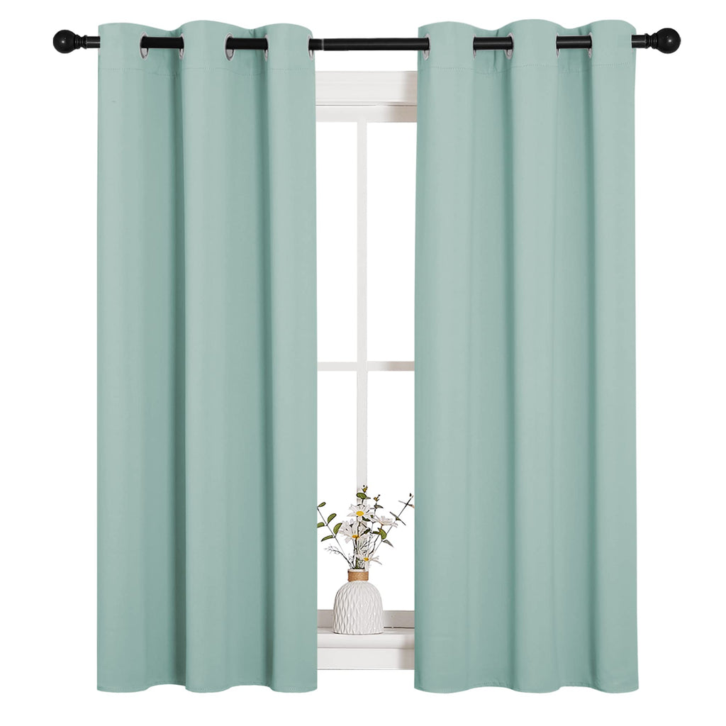 NICETOWN Window Curtain Panels, Thermal Insulated Solid Grommet Blackout Draperies/Drapes for Loft, Dorm (Aqua, One Pair, 34 by 54-inch)