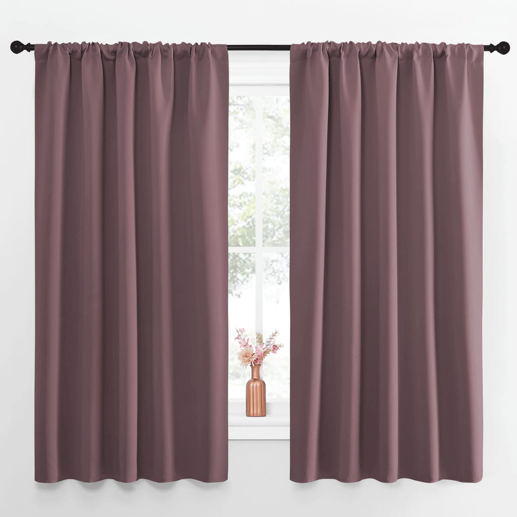 NICETOWN Blackout Curtains for Living Curtains, Room Darkening Curtains & Drapes for Kids Bedroom, Home Decoration Draperies (Dry Rose, 52" x 63", 2 PCs)