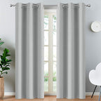 Yakamok Blackout Curtains for Bedroom,Grommet Thermal Insulated Room Darkening Curtains for Living Room, Set of 2 Panels (38 x 84Inch, Light Grey)