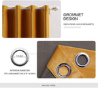 MIULEE 2 Panels Blackout Velvet Curtains Solid Soft Grommet Mustard Yellow Curtains Thermal Insulated Soundproof Room Darkening Black Out Drapes/Panels for Fall Living Room Bedroom 52 x 108 Inch