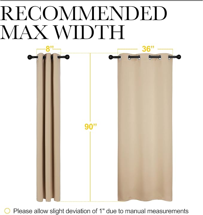 NICETOWN Room Darkening Grommet Panels - Baby Room Curtains 90 inches Long, Privacy Draperies (42 inches Width, Biscotti Beige, 1 Pair)