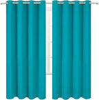 LEMOMO Blackout Curtains 66 x 72 Inch Long Teal Curtains Set of 2 Panels Room Darkening Curtains for Bedroom and Living Room