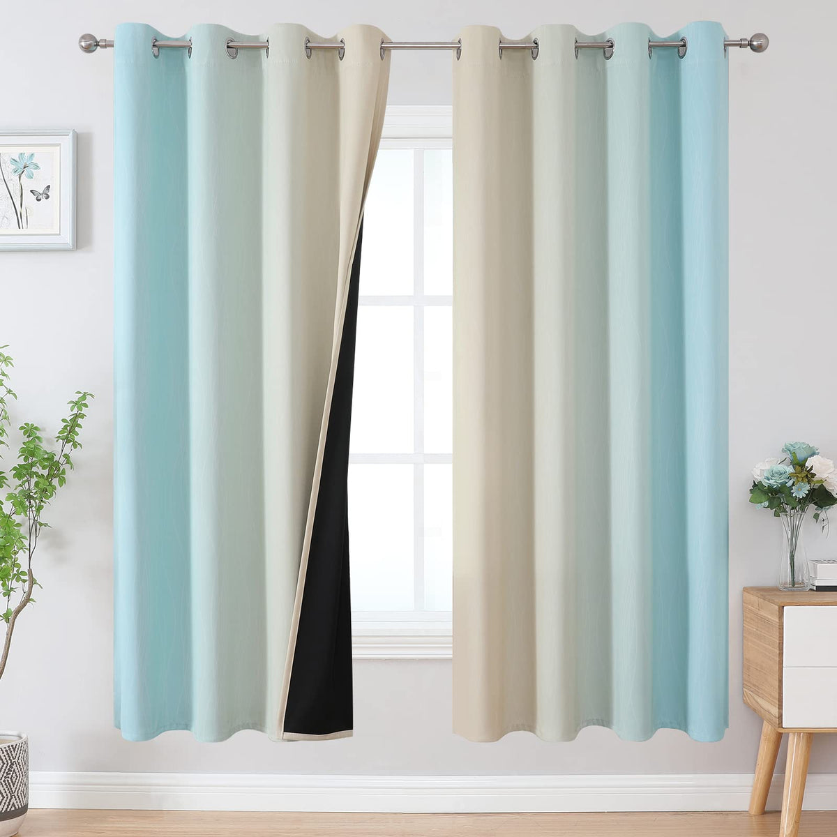 Estelar Textiler Red and Black Ombre Blackout Bedroom Curtains 72 Inch Long