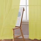 Chyhomenyc Lemon Sheer Curtains 96 inches Long 2 Panels, Light Filtering Soft Airy Solid Elegant Voile Window Treatment Drapes for Bedroom Living Room, 42Wx96L, 8FT L
