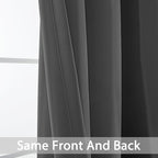 Yakamok Blackout Curtains for Bedroom, Thermal Insulated Room Darkening Curtains, Light Blocking Blackout Drapes for Living Room- 2 Panels,42x72 Inch, Charcoal Grey