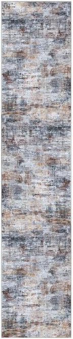 IOHOUZE Abstract Runner Rug 3x14 Ft Washable Runners for Hallways, Non Slip Kitchen Runner Printed Faux Wool Entryway Runner Indoor, Modern Abstract Floor Carpet for Hall Stair, Orange Grey