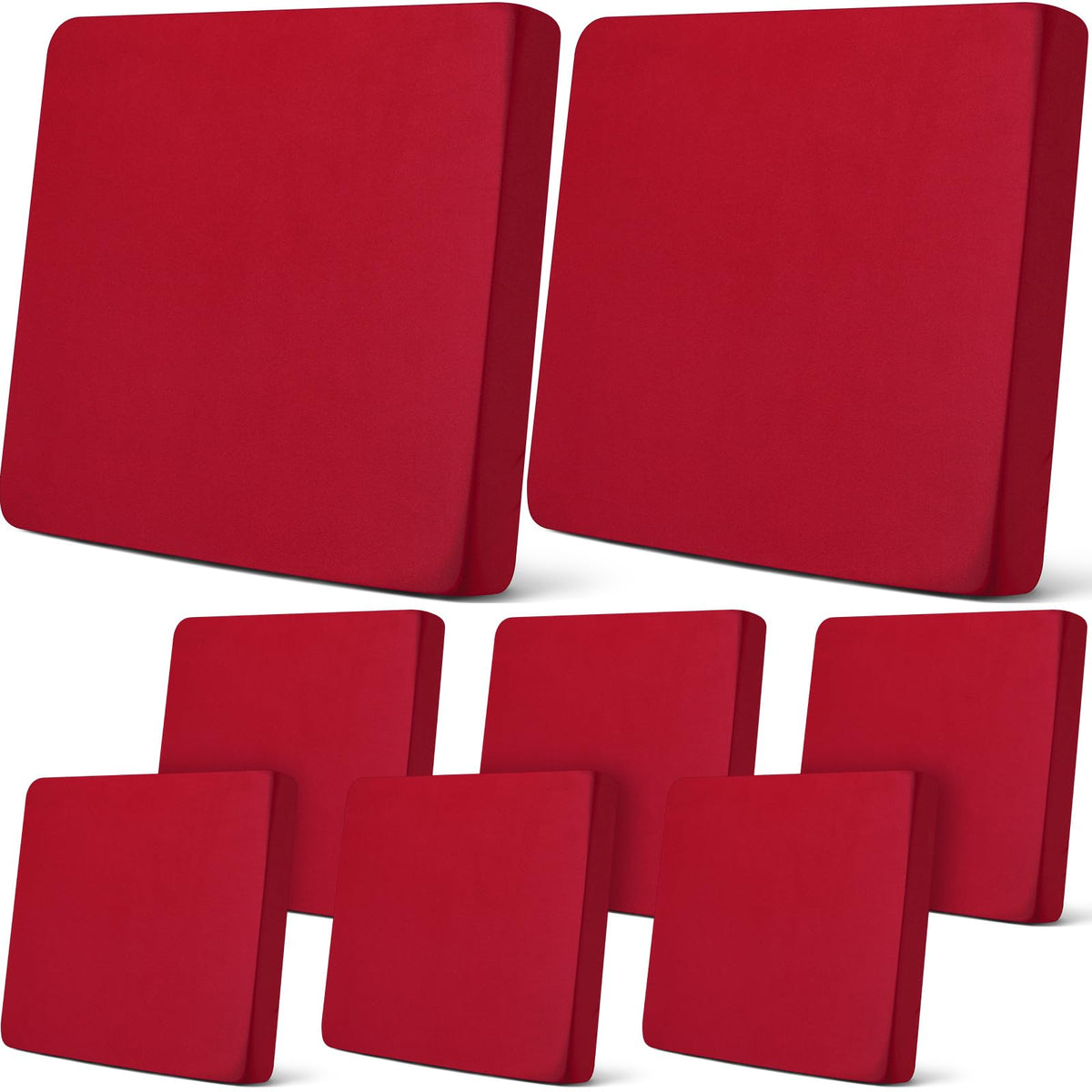 Newwiee 8 Pcs Patio Outdoor Cushion Covers,Solid,Wine Red