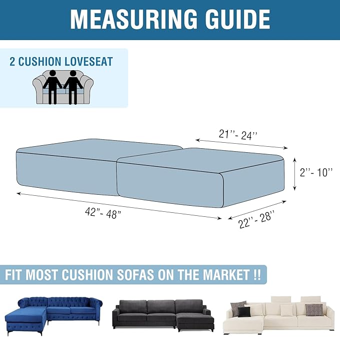 Taque Couch Cover Stretch Velvet Sofa Cushion Cover 2-Piece - Elastic Washable Slipcover for Seat or Backrest, Couch Seat Covers for Sofas (Coffee)