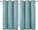 LEMOMO Stone Blue Blackout Curtains/38 x 54 Inch/Set of Two Panels Grommet Living Room Curtains