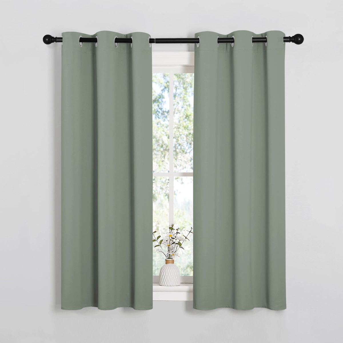 NICETOWN Window Curtain Panels, 1 Pair, 34 by 54-inch, Sea Teal