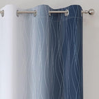 Estelar Textiler Grayish White and Navy Blue Blackout Curtains for Living Room, Ombre Thermal Insulated Noise Reducing Blackout Drapes for Bedroom, Room Darkening Grommet Curtains, 42Wx63L, 2 Panels