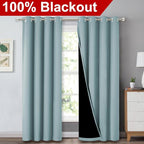 NICETOWN 100% Blackout Curtains 84 inches Long, Sky Blue, 52 inches Wide, Pair of Energy Smart & Noise Blocking Out Drapes for Baby Room Window, Thermal Insulated Guest Room Lined Window Dressing