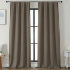 Simplebrand Ava Blackout Curtains for Patio 108 Inches Long 2 Panels Set, Solid Thermal Insulated Room Darkening Rod Pocket Window Treatment Curtains Blackout Drapes, W50 x L108 Inch, Latte
