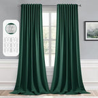 MIULEE Christmas Hunter Green Back Tab Blackout Curtains 52"x96" 2 Panels