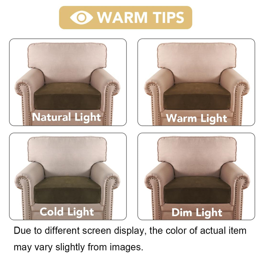 H.VERSAILTEX Velvet Stretch Couch Cushion Cover Plush Cushion Slipcover for Chair Cushion Furniture Protector Seat Cushion Sofa Cover (1 Piece Armchair Cushion Covers, Bronze Brown)