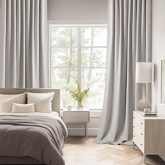 MIULEE Stone Back Tab Blackout Curtains 90 Inches Long 2 Panels Set for Living Room Bedroom Privacy, Rod Pocket/Pinch Pleat Thermal Insulated Room Darkening Pleated Light Blocking Drapes
