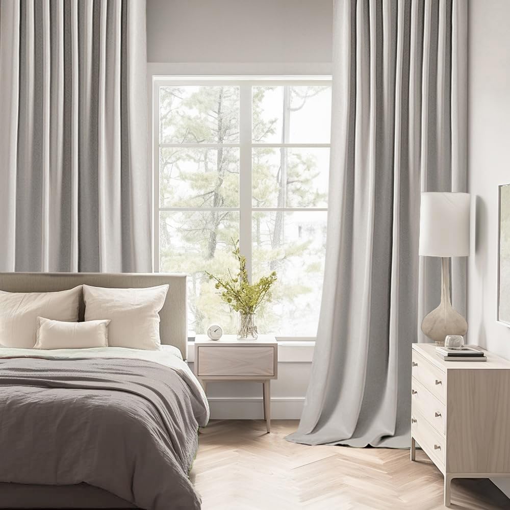 MIULEE Cobblestone Back Tab Blackout Curtains 52x102 Inch Long 2 Panels Set