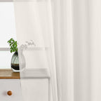 Ivory Window Sheer Curtains 54 inch Length, Soft Airy Light Filtering Sheer Curtain 2 Panels Set, Dual Rod Pocket Gauze Ivory Drapes for Living Room Bedroom, 2x42Wx54L Inches