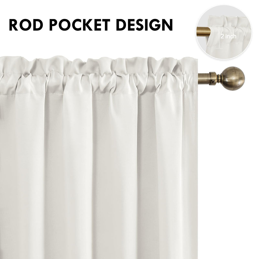 DWCN Blackout Curtains for Bedroom Living Room 52 x 54 Inch Long Ivory
