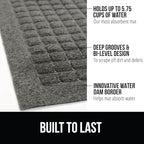 GORILLA GRIP® Ultra Absorbent Front Door Mat Outside Entrance, 35x23, Traps Dirt and Moisture, HydroABSORB Indoor Outdoor Doormat Holds Up to 5.7 Cups Water, Stain and Fade Resistant Welcome Mat, Grey