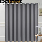 Yakamok 100% Blackout Thermal Insulated Grommet Curtains, Noise Reducing Barrier Panel for Sliding Glass Door, 2 Thick Layers Heat Full Light Blocking Patio Door Drapery, Grey, W100 x L84, 1 Panel