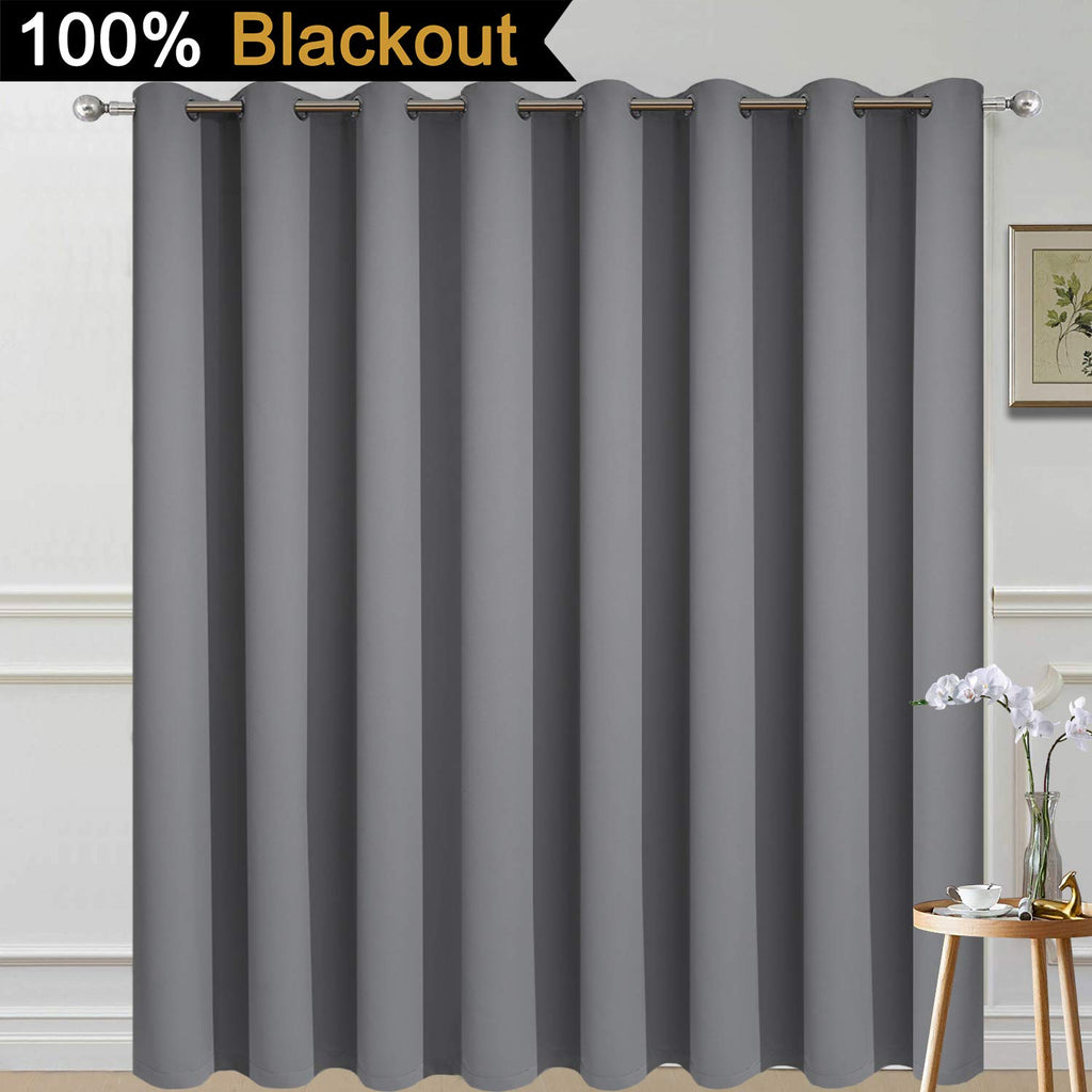 Yakamok Grey 100% Blackout Patio Door Curtain Panels W100 x L96, 1 Panel