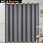 Yakamok Grey 100% Blackout Patio Door Curtain Panels W100 x L96, 1 Panel